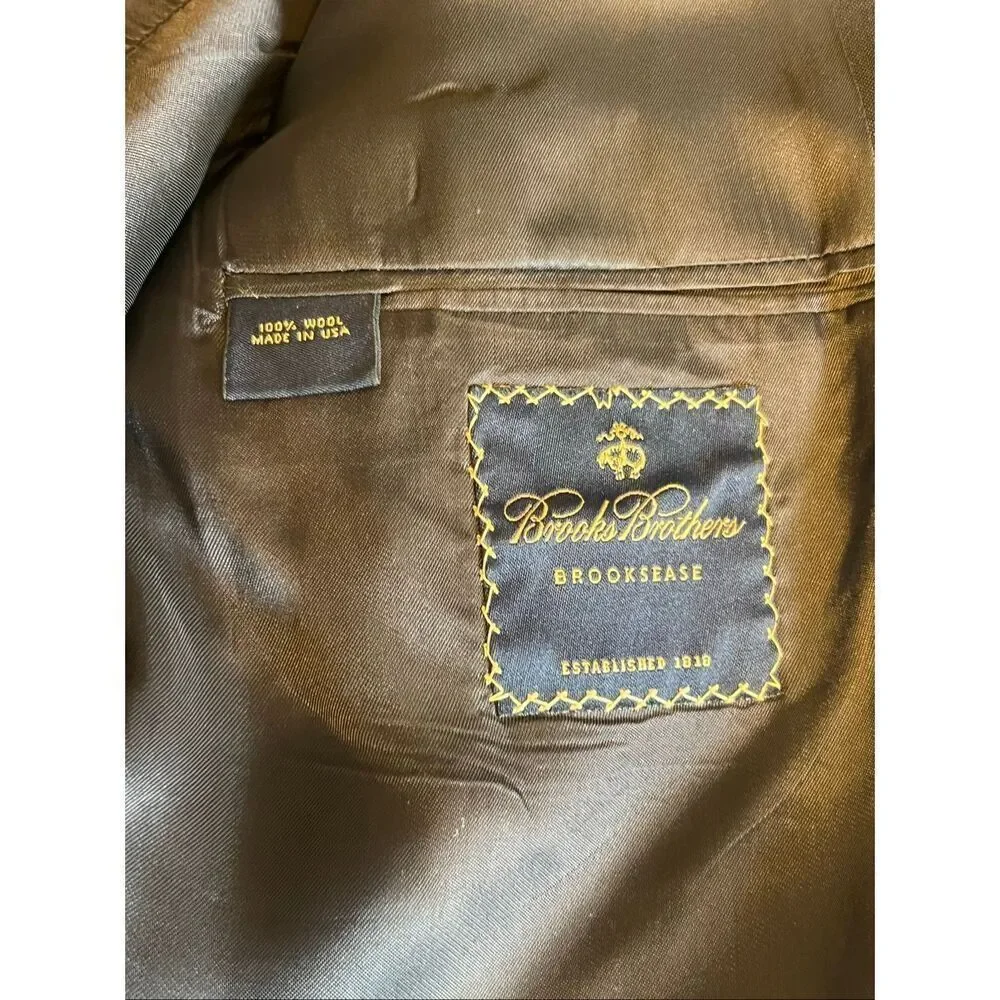 Brooks Brothers Madison Loro Piana Wool Blazer Mens 43 black Gold Buttons